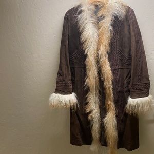 Suede three quarter length coat